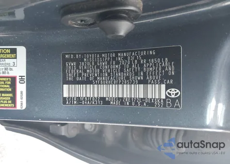 2015 Toyota Corolla S Plus from USA, damaged, VIN 5YFBURHE8FP285739